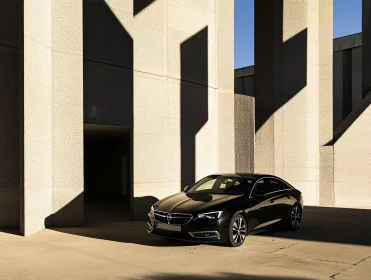 Modern Car Amidst Urban Shadows