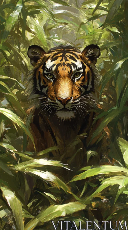 Tiger in the Jungle AI Image