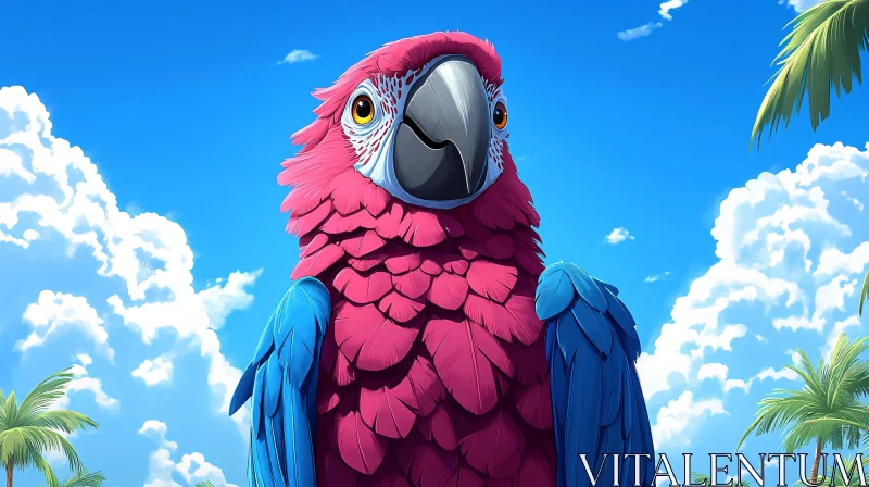 Exotic Parrot in a Sunny Sky AI Image