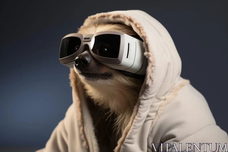 Futuristic Canine in Winter Wear AI Image