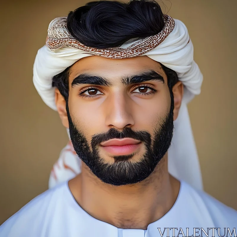 Portrait of Middle Eastern Man in Traditional Dress AI Image