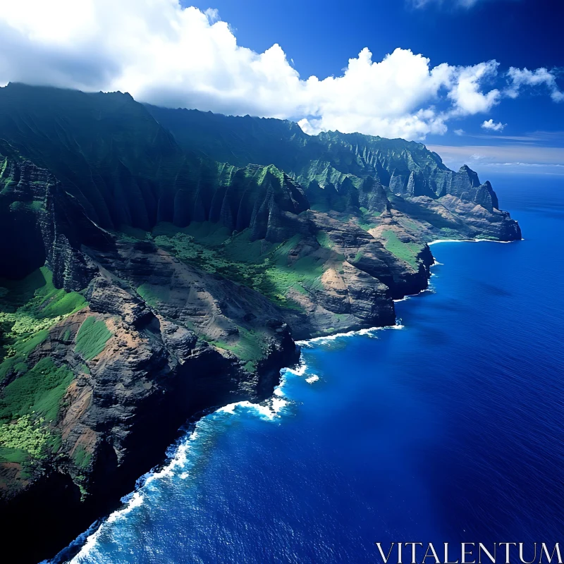 Tropical Island Aerial View AI Image