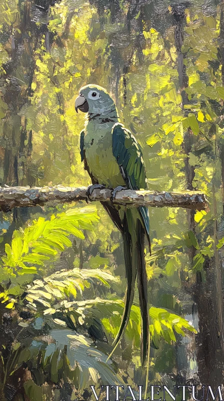 AI ART Tropical Parrot on a Branch