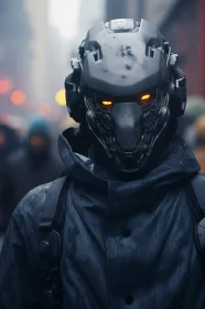 Cybernetic Figure in City