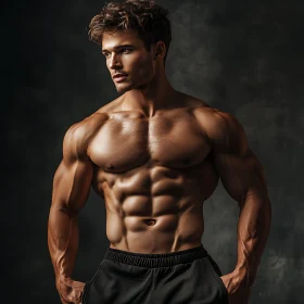 Athletic Muscular Man Posing Shirtless