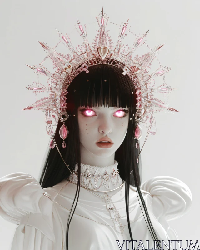 Fantasy Woman with Intricate Headgear AI Image