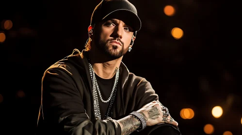 Portrait of a Man with Tattoos and Jewelry