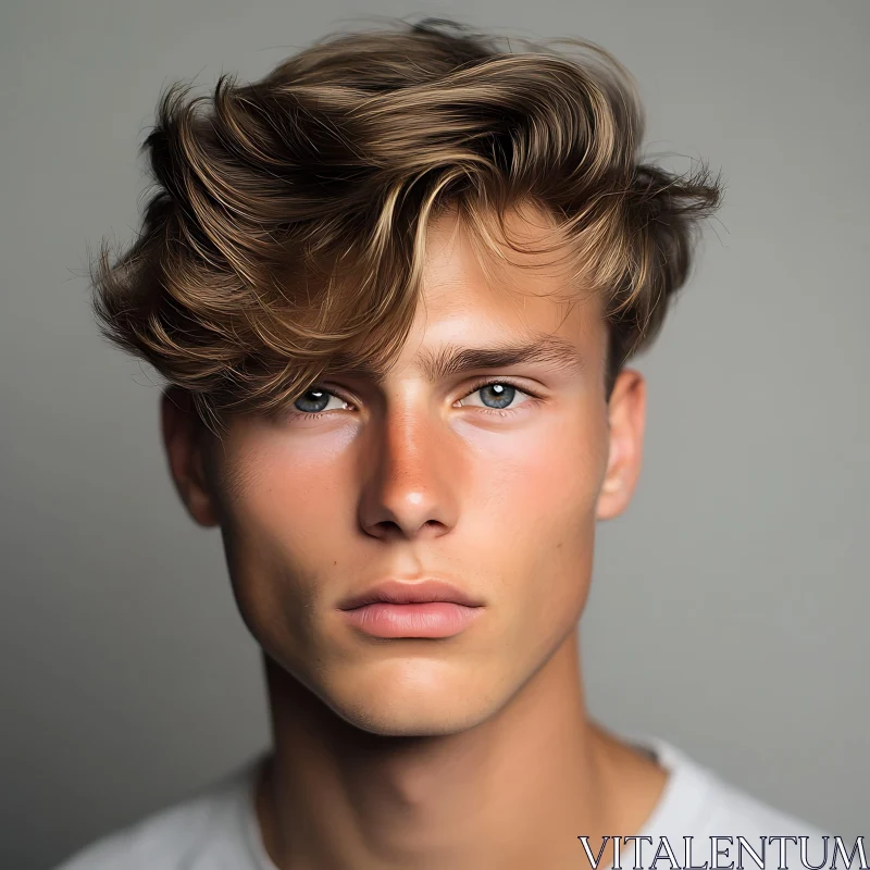 Blonde Haired Young Man Portrait AI Image