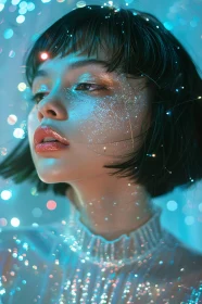 Surreal Glittering Woman's Portrait