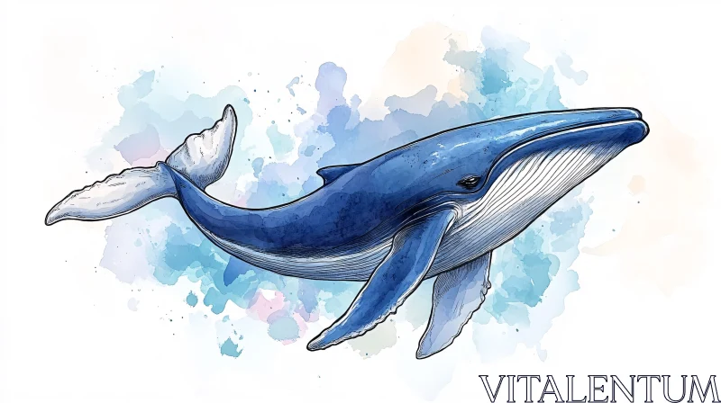 Artistic Whale in Blue Tones AI Image