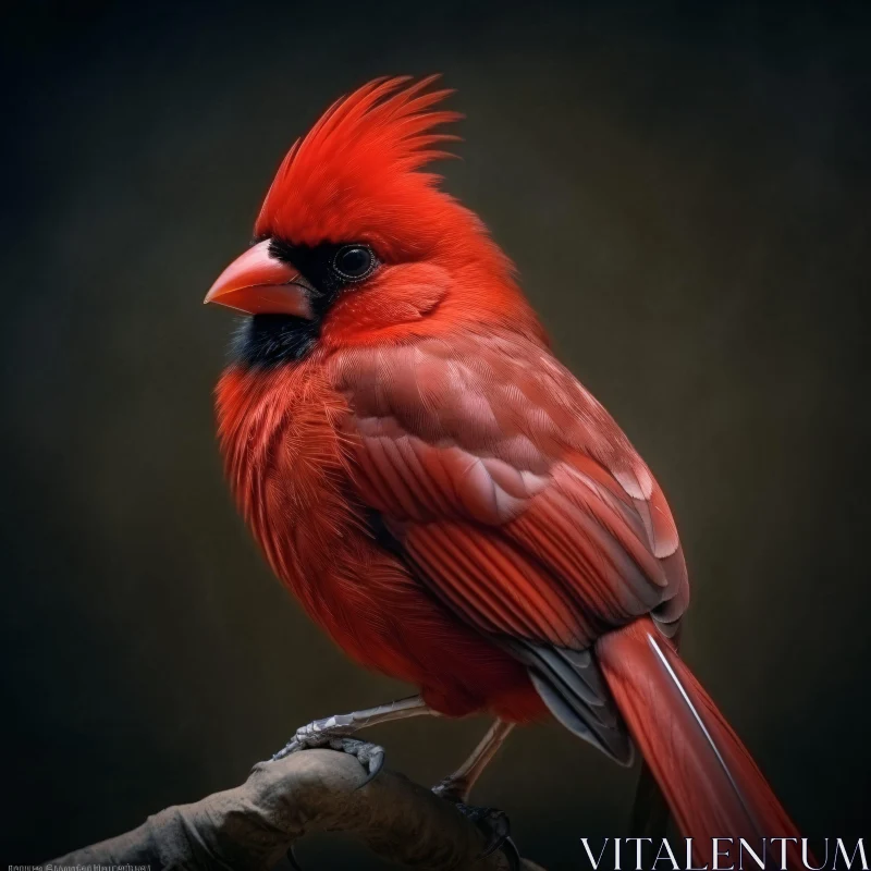 Majestic Red Cardinal on a Branch AI Image