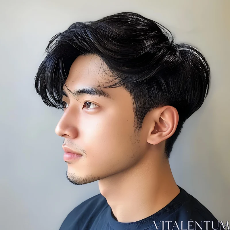 Profile View of a Man with Dark Hair AI Image