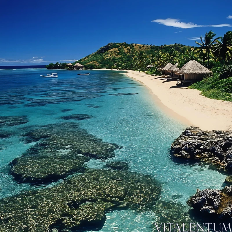 Serene Tropical Retreat with Pristine Beach AI Image