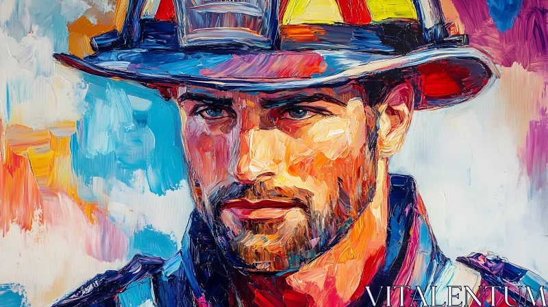 Expressionist Firefighter Oil Painting AI Image