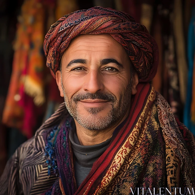 AI ART Man with Vibrant Turban Smiling