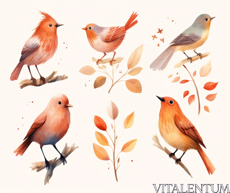 AI ART Autumn Bird Art with Leaves