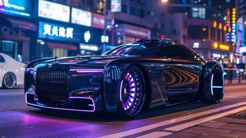 Neon-Illuminated City Car