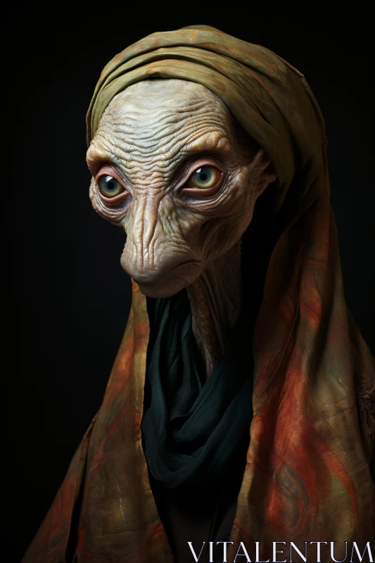 AI ART Alien Figure with Intricate Textures