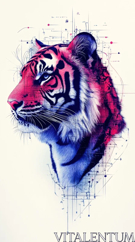 Geometric Art of a Tiger AI Image