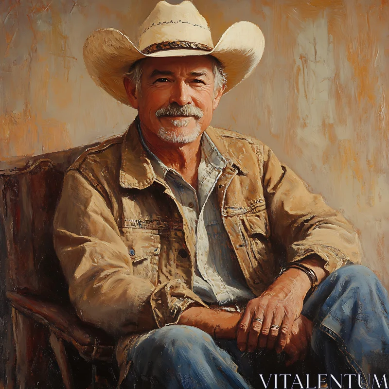 AI ART Western Cowboy Oil Portrait