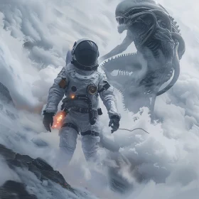 Alien Encounter in Icy Landscape