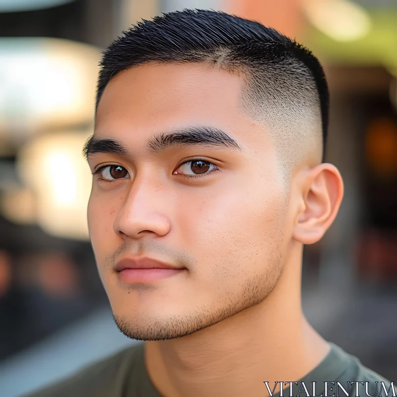 Detailed Portrait of a Man with Neat Hairstyle AI Image