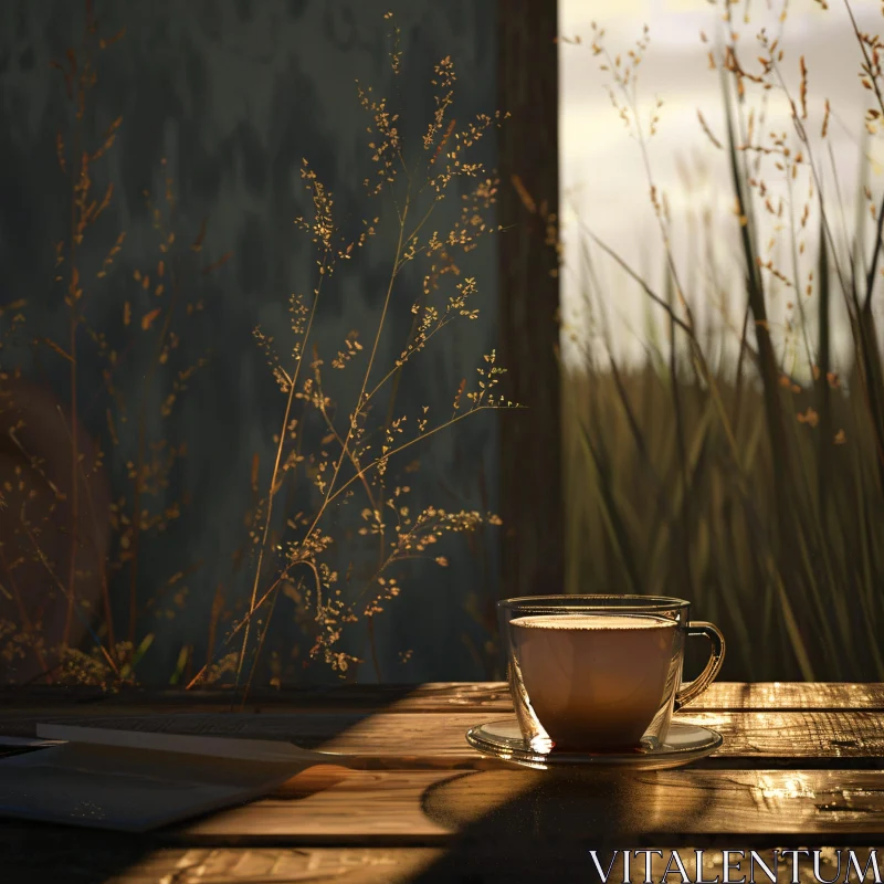 AI ART Serene Tea in Sunlight