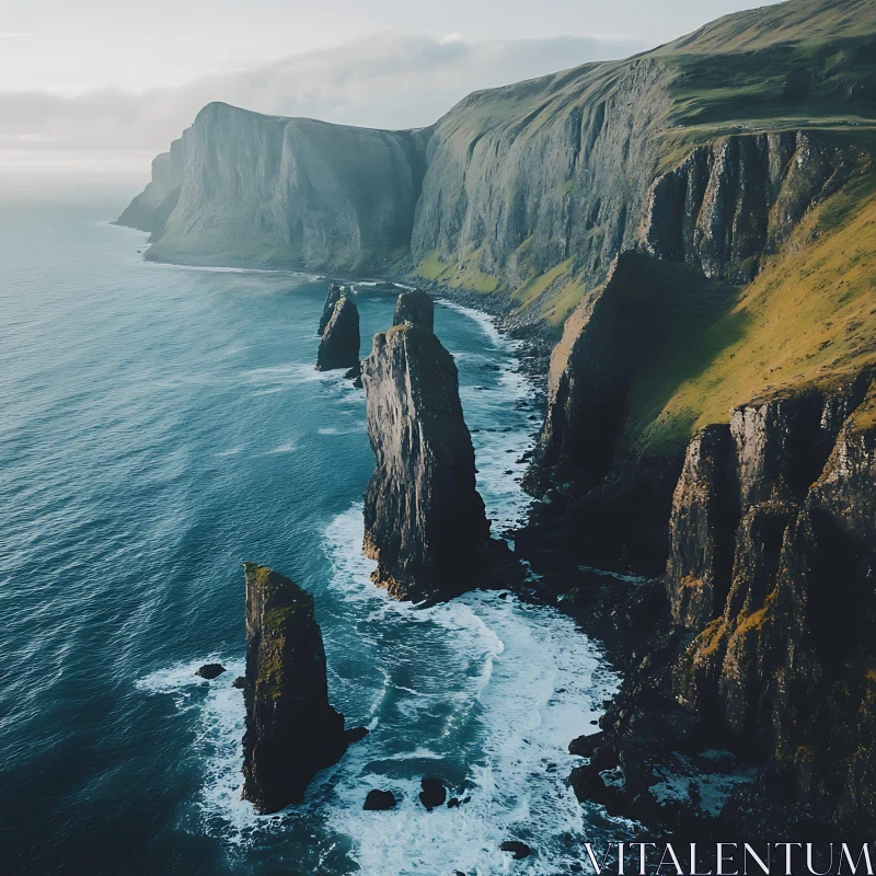 Majestic Coastal Cliffs at the Ocean's Edge AI Image