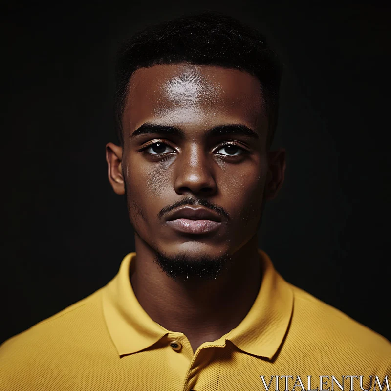 Detailed Portrait of a Man with Dark Skin and Short Hair AI Image