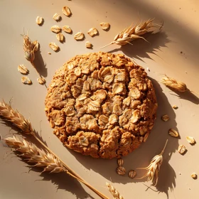 Golden Oat Cookie on Earthy Background