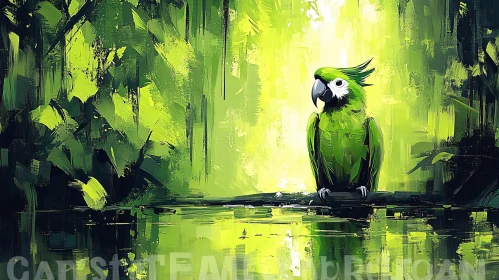 Parrot in Lush Green Jungle