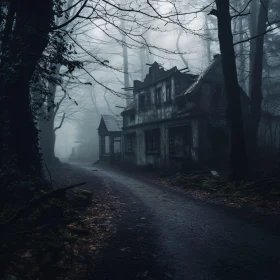 Eerie Forest House in Mist