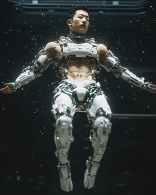 Advanced Cyborg Design with Metallic Features