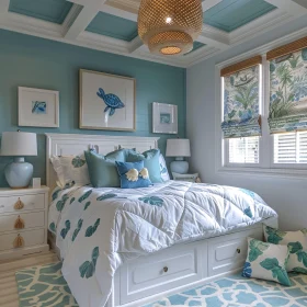 Aqua Coastal Bedroom Design