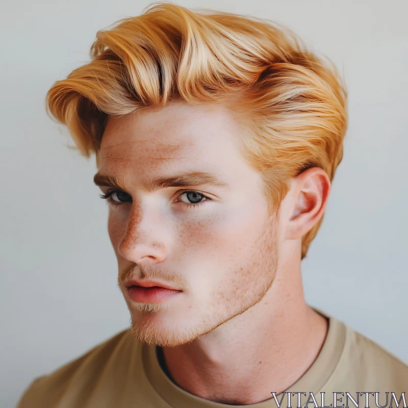 Young Man with Blonde Hair and Light Freckles AI Image