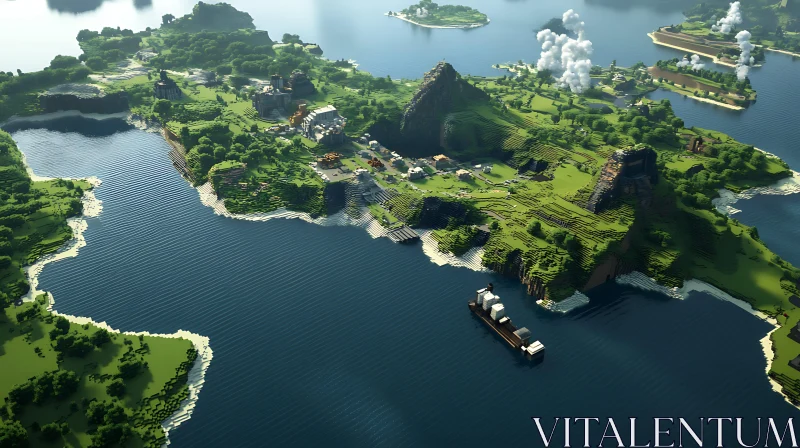 Virtual Islands with Active Landscapes and Construction AI Image