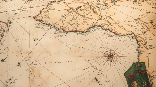 Vintage Map Featuring Detailed Coastlines