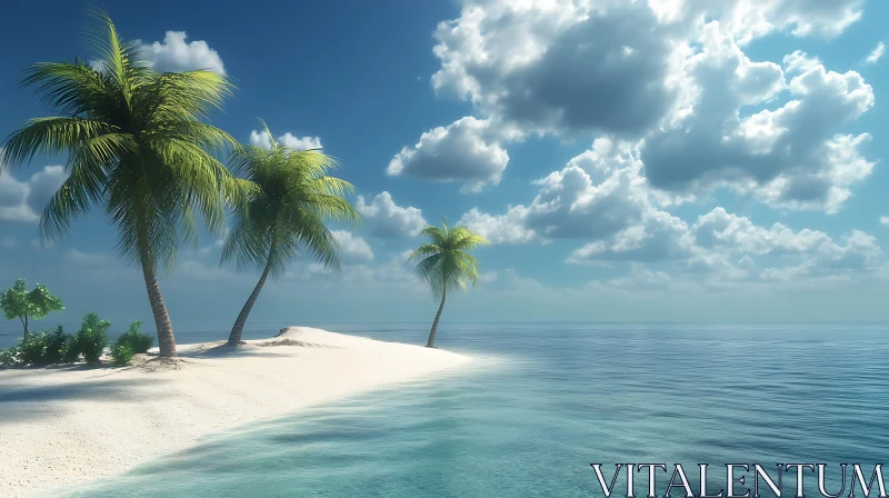 Idyllic Island Beach and Azure Ocean AI Image