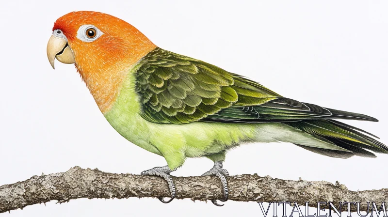 Colorful Bird on Branch AI Image