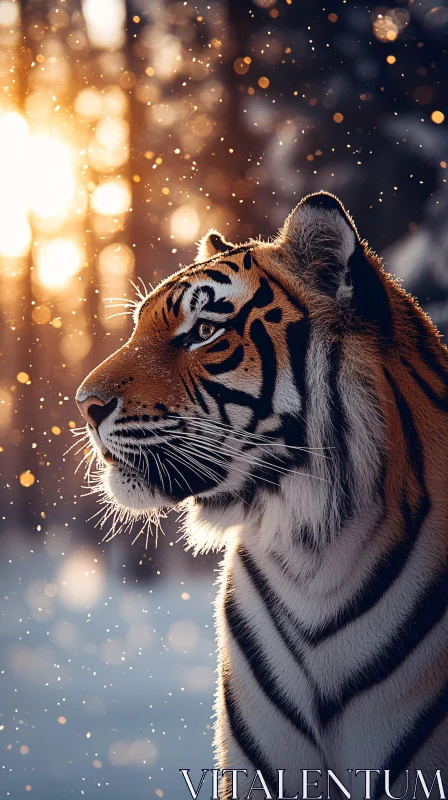 AI ART Tiger in Winter Sunset