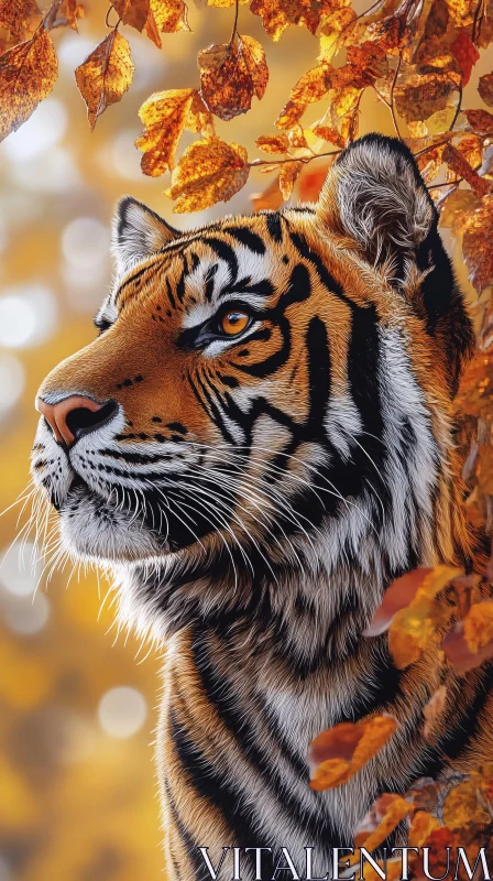 Majestic Tiger in Autumn AI Image