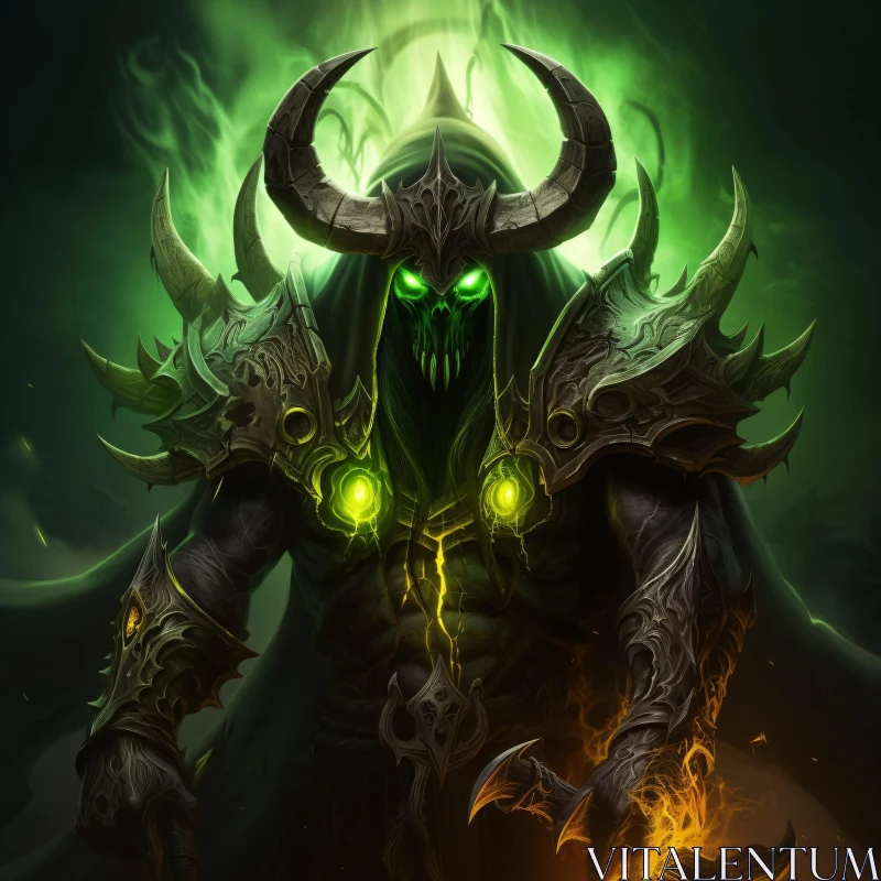 AI ART Mystical Green-Eyed Demon