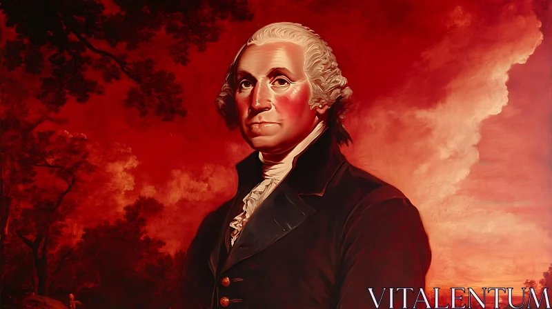 Historical Man Portrait with Red Background AI Image