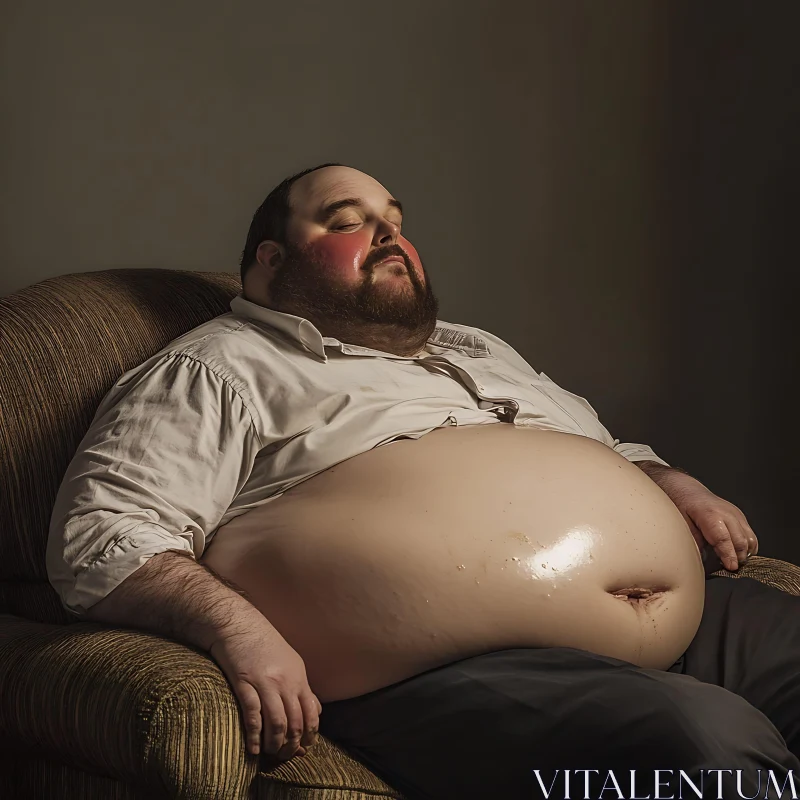 AI ART Resting Man with Large Belly