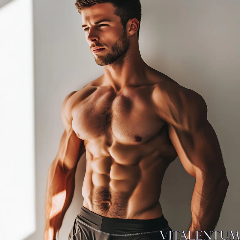 Fit Man Showcasing Defined Abs and Muscles