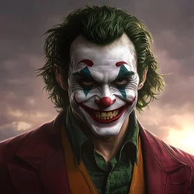 Sinister Clown Portrait with Creepy Smile