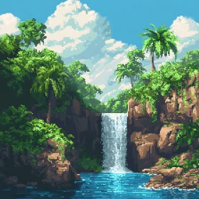 Tropical Cascade Pixel Art