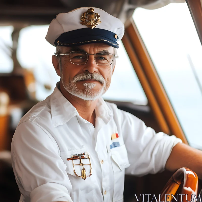 Confident Boat Captain at the Helm