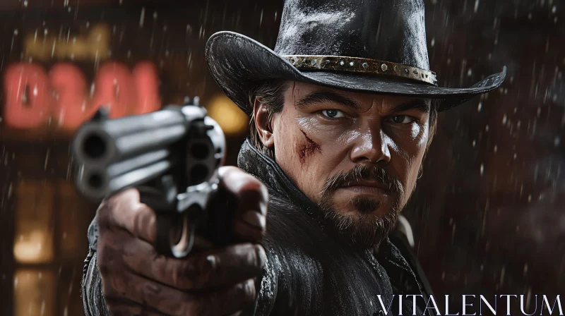 Determined Cowboy Points Gun