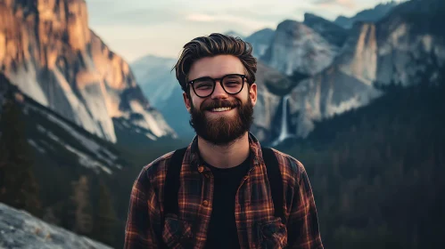 Bearded Man Enjoying Nature's Beauty